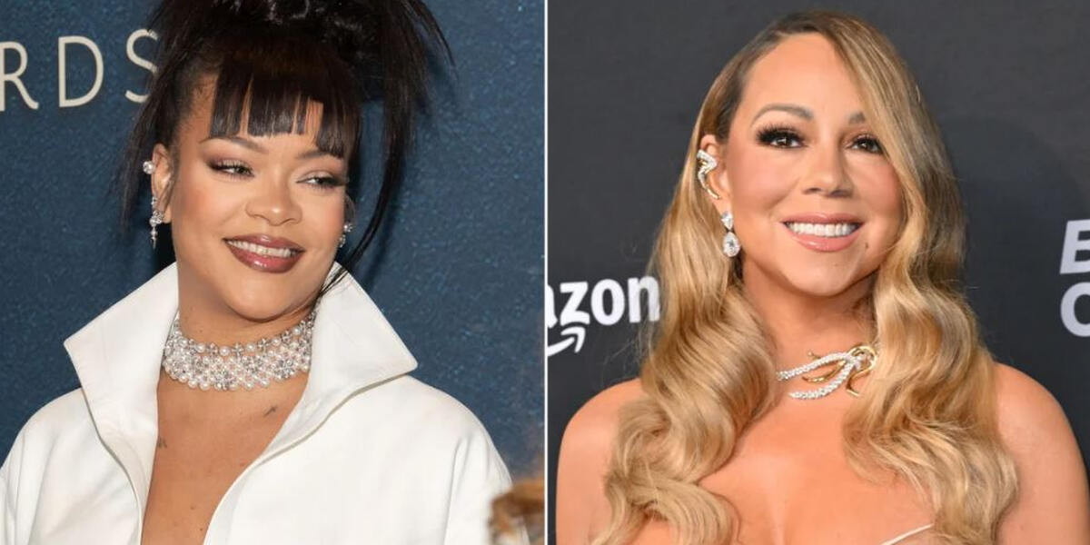 Mariah Carey unterschreibt auf Rihanna's Brüsten